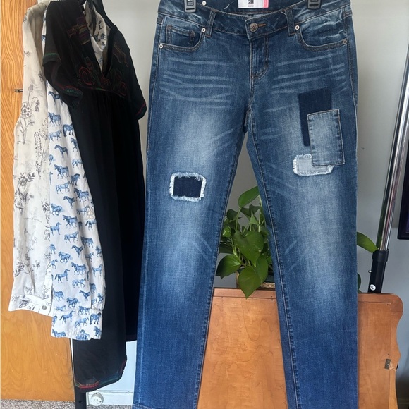Sale CAbi Blue Boyfriend Jeans with Distressed Details - Picture 6 of 12